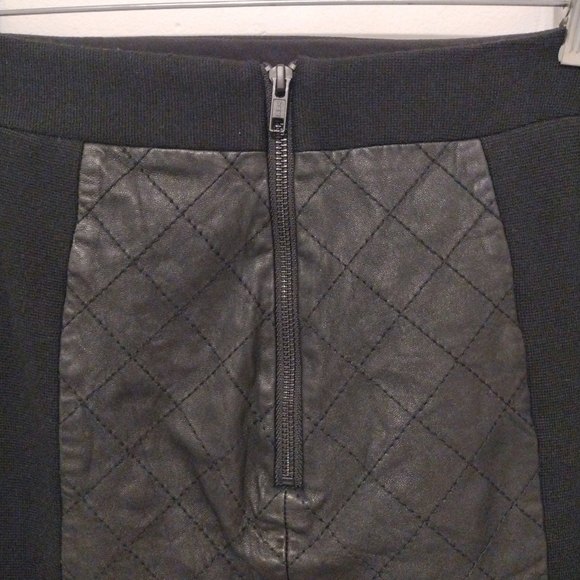 Milly - Lambskin Leather Wool Black Mini Skirt - Picture 10 of 16